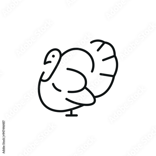 Turkey icon. A minimalistic depiction of a turkey, recognized as a symbol of Thanksgiving and the agricultural industry. Ideal for content about farming, holiday celebrations. Vector illustration 