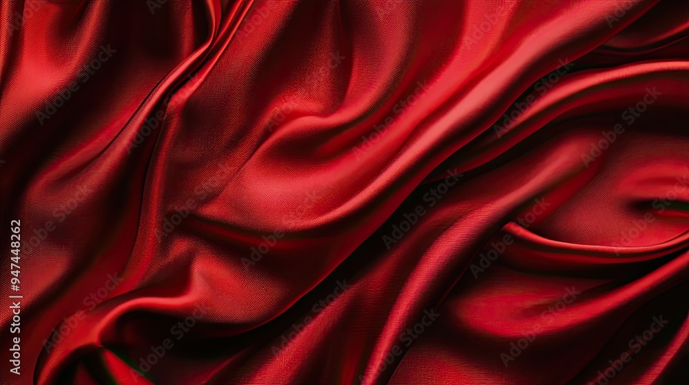 A vibrant, silky red satin fabric arranged in elegant folds, creating a rich and luxurious flat lay backdrop. A vibrant, silky red satin fabric arranged in elegant folds, creating a rich and luxurious flat lay backdrop.