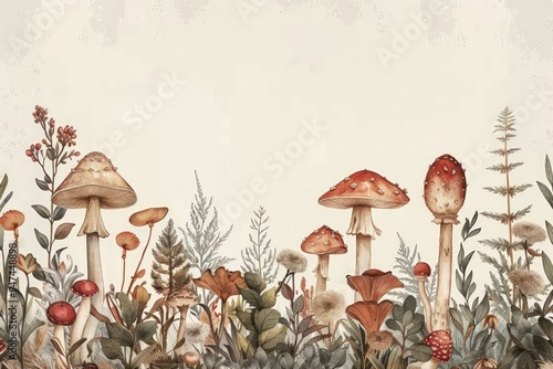 Autumnal Mushroom Illustration