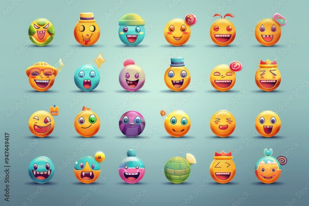 A set of creative and expressive emojis, perfect for mobile apps, designed in high-resolution vector graphics. A set of creative and expressive emojis, perfect for mobile apps, designed in high-resolution vector graphics.