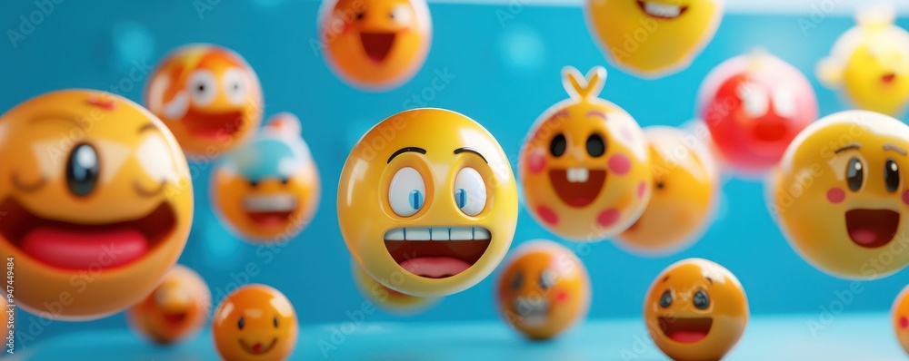 A selection of 3D emojis with diverse emotions, floating gently in a bright setting with plenty of space for text. A selection of 3D emojis with diverse emotions, floating gently in a bright setting with plenty of space for text.