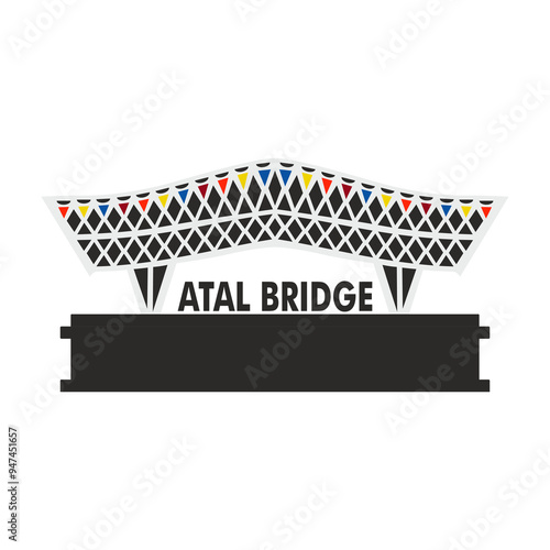 Atal bridge trophy 2d vector design illustration