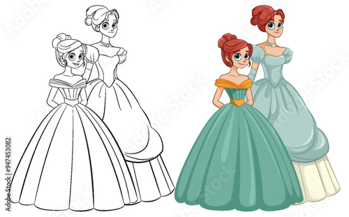 Elegant Princesses in Beautiful Gowns