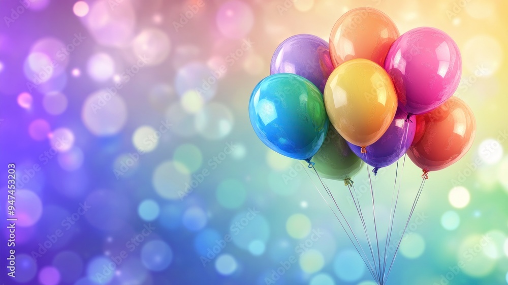 Colorful Balloons Against a Bokeh Background Colorful Balloons Against a Bokeh Background