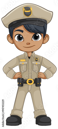 Confident Police Officer Character