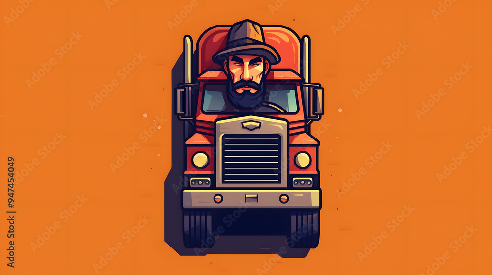 Fototapeta premium Truck Driver Illustration Logo