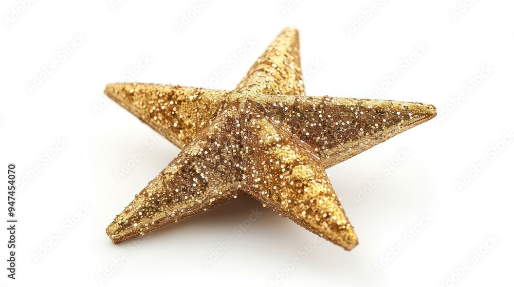 Shining Gold Star for Christmas Isolated on White Background Shining Gold Star for Christmas Isolated on White Background