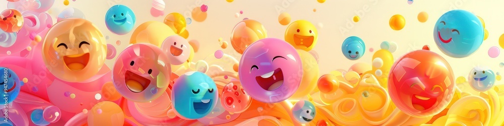 A mix of emoji faces with an abstract background of vibrant patterns and soft gradients. A mix of emoji faces with an abstract background of vibrant patterns and soft gradients.