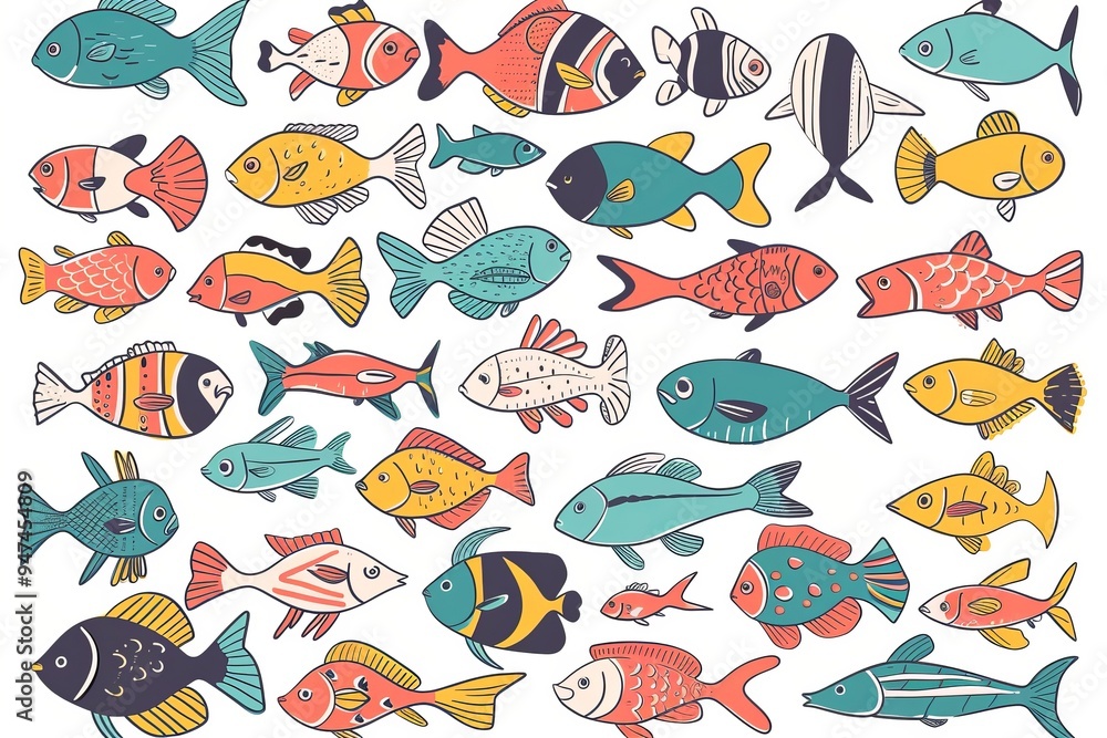 Fish flat icon, mackerel shape, minimal fishing symbol, tuna silhouette, salmon sign, color fish Fish flat icon, mackerel shape, minimal fishing symbol, tuna silhouette, salmon sign, color fish