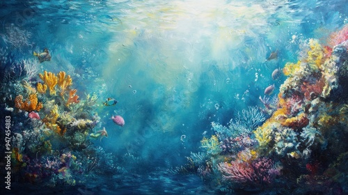 Underwater Scene with Coral Reef and Fish