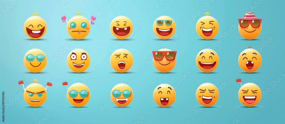 A lively set of vector emojis, ideal for social media reactions, featuring unique and humorous expressions. A lively set of vector emojis, ideal for social media reactions, featuring unique and humorous expressions.