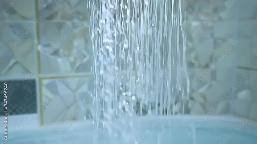 Hygiene Routine: Turning On and Off the Shower Head with Focus on Water Flow in a Contemporary Bathroom Hygiene Routine: Turning On and Off the Shower Head with Focus on Water Flow in a Contemporary Bathroom