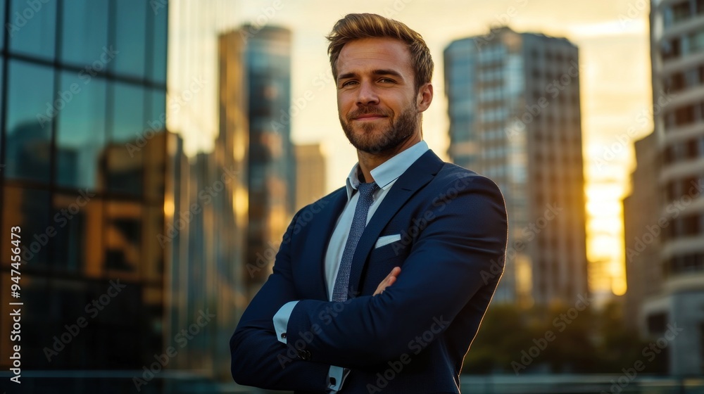 Confident Businessman in Cityscape Confident Businessman in Cityscape