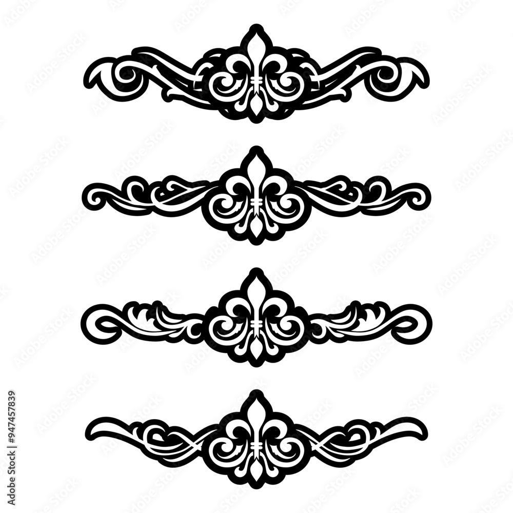 Naklejka premium Classic Vintage Baroque Victorian Ornament Frames Separator Elements Classic Wedding Invitation