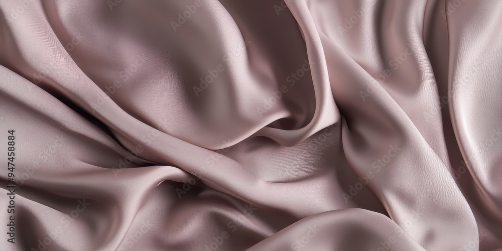 Obraz premium Closeup of rippled pink satin fabric texture background. Luxurious background design 