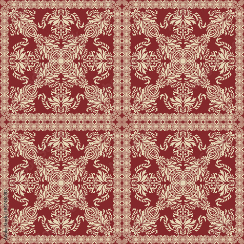Classical Damask flower seamless pattern, Wallpaper in the style of Baroque, Vintage background, Luxury Graphic pattern for fabric, curtain, packaging, Vector Illustration for Elegant Textile Design