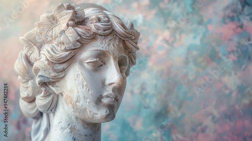 Pastel-Colored Ancient Greek Goddess Antique Sculpture