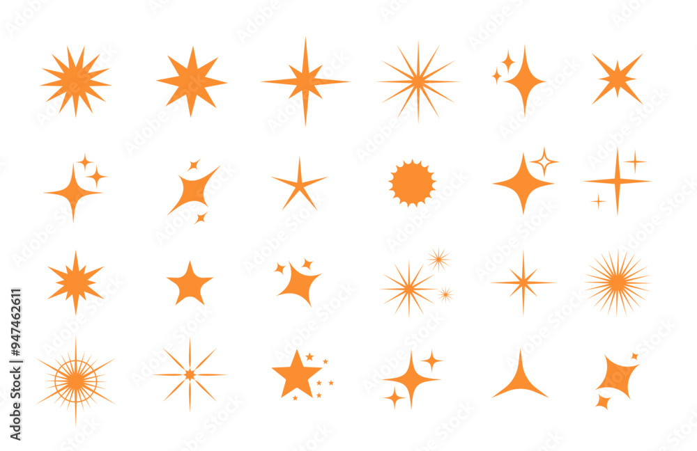 Set of Stars and sparks icons collection. Shining effect set vector Set of Stars and sparks icons collection. Shining effect set vector