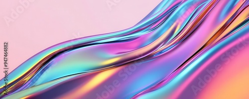 A liquid holographic 3D blob with flowing, iridescent colors, holo, blob, iridescent