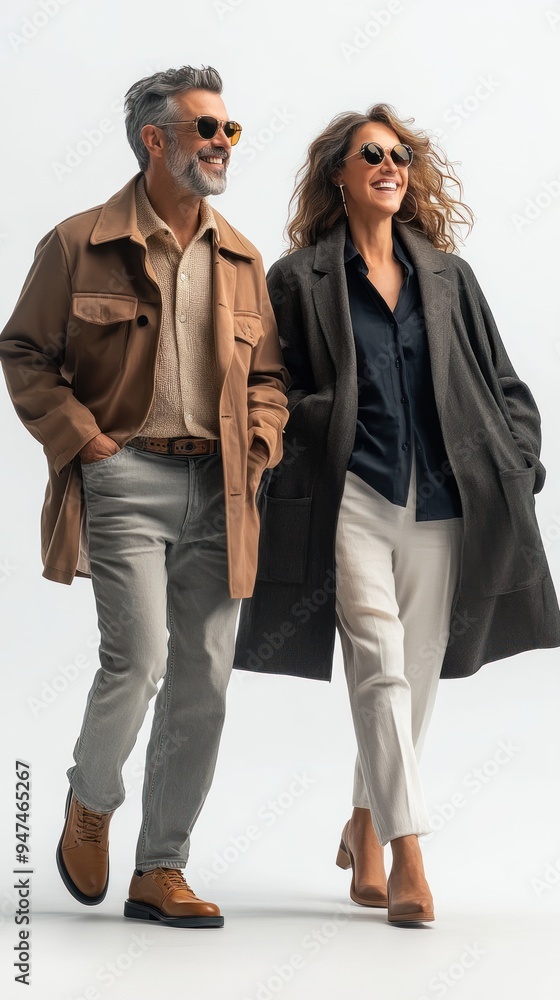 A man and woman are walking together in a park. A man and woman are walking together in a park.