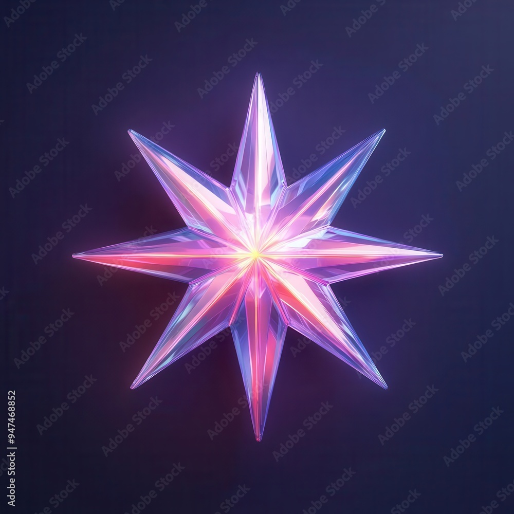 A holographic 3D star with translucent surfaces and radiant edges, holo, 3D star, radiant A holographic 3D star with translucent surfaces and radiant edges, holo, 3D star, radiant