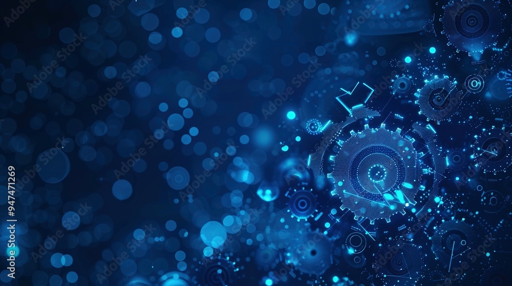 Generative AI-Generated Abstract Blue Background Featuring Gears and Cogs in a Dark Color Palette Generative AI-Generated Abstract Blue Background Featuring Gears and Cogs in a Dark Color Palette