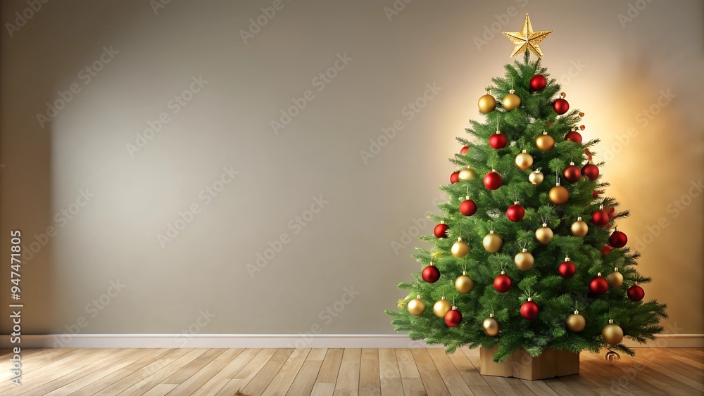 Christmas Tree Decoration with Large Empty Space for Text. Perfect for: Christmas, Greeting Cards, Holiday Messages Christmas Tree Decoration with Large Empty Space for Text. Perfect for: Christmas, Greeting Cards, Holiday Messages