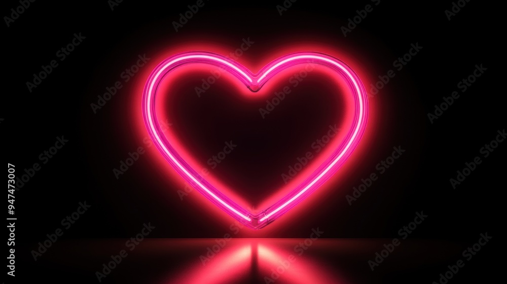 A neon heart is lit up in a dark room A neon heart is lit up in a dark room
