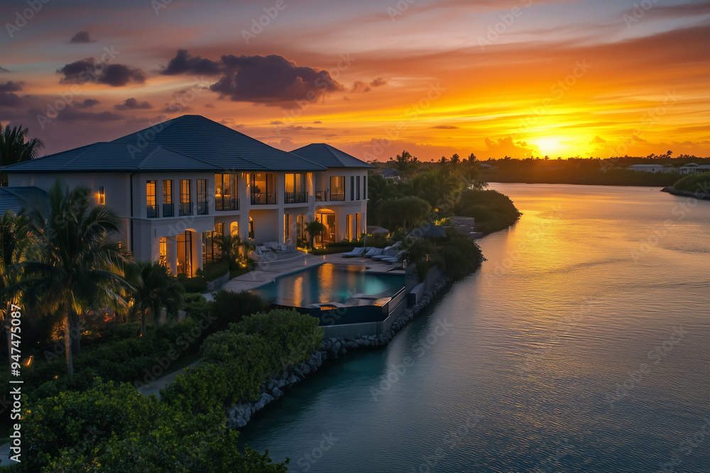 Fototapeta premium Grand Estate in a Sprawling Navy Gated Community: Luxury Defined