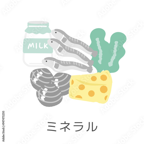 ミネラルを含む食品　イラストセット