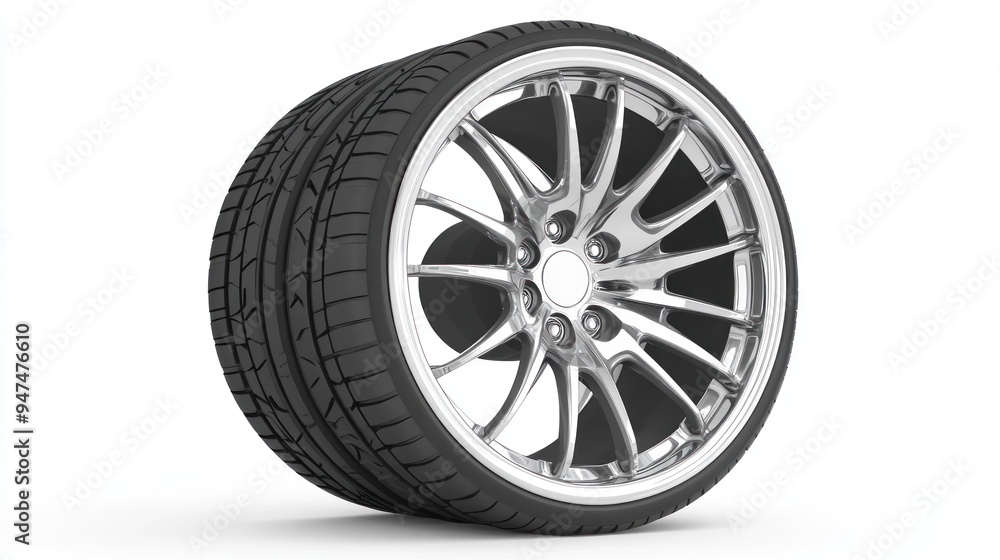 Chrome Alloy Wheel with Black Tire Chrome Alloy Wheel with Black Tire