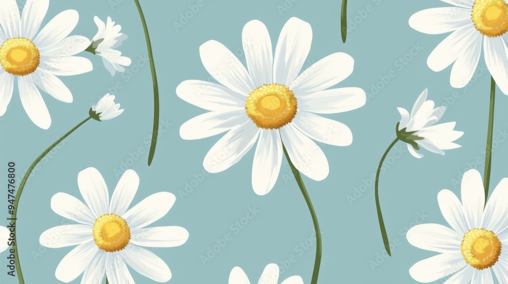 Daisy pattern floral design white daisies light blue background spring flowers floral wallpape Daisy pattern floral design white daisies light blue background spring flowers floral wallpape