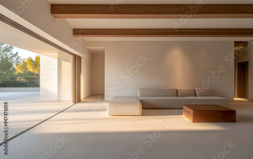 Mediterranean luxury property with stylish design in earthy tones. Luxury Real Estate concept image.