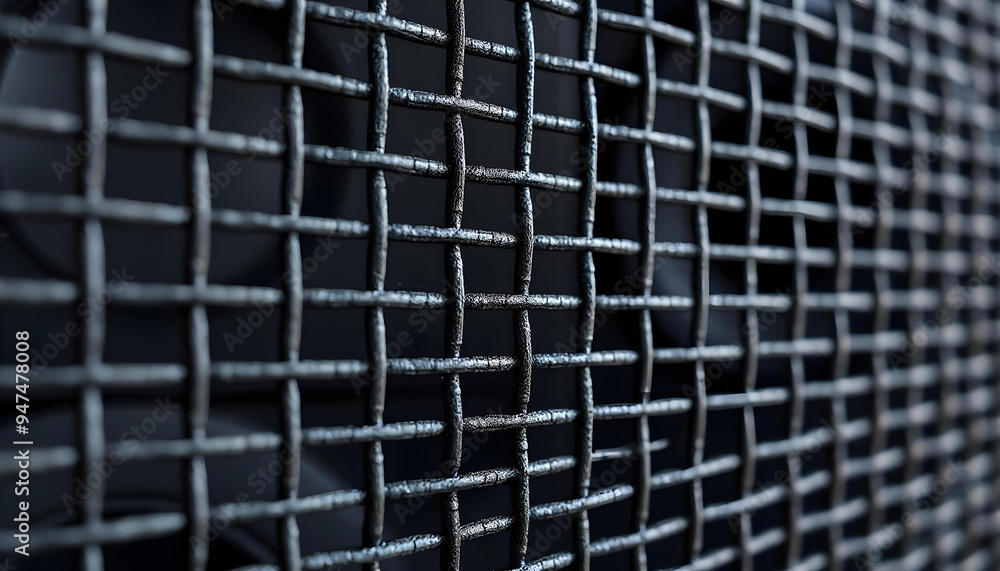 Close-up of a Black Metal Wire Mesh Close-up of a Black Metal Wire Mesh