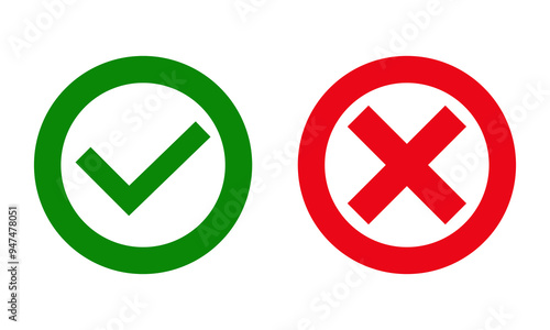 Check mark icons set.  Validation and refusal icon, Check marks symbol collection.. Checklist symbols. Approval check flat style Simple check mark. Quality sign icon