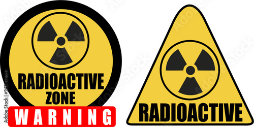Radioactive Nuclear Waste warning sign with radioactive symbol 2
