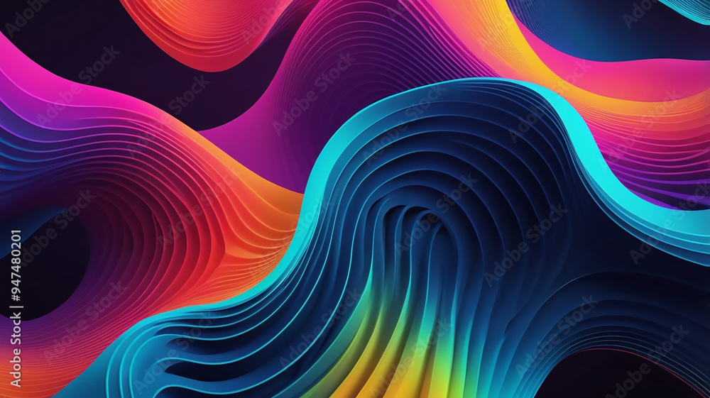 Obraz premium 3d neon abstract gradient wave background. abstract neon background concept. Ai generative 