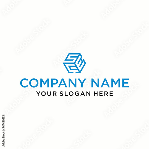 SCE letter logo in the form of hexagons and cube logos with letter designs for corporate identity