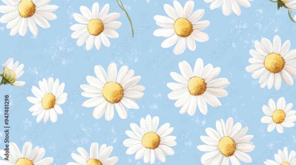 Daisy pattern floral design white daisies light blue background spring flowers floral wallpape Daisy pattern floral design white daisies light blue background spring flowers floral wallpape