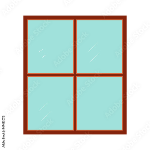 Wooden window types in the wall Classic architecture elements double door window isolated