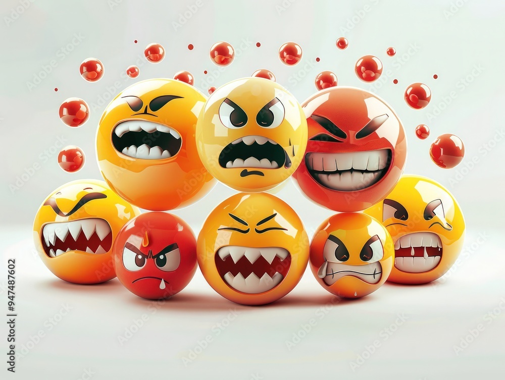 A cluster of expressive 3D emojis, each representing emotions such as joy, anger, fear, and love, set against a clean, white background. A cluster of expressive 3D emojis, each representing emotions such as joy, anger, fear, and love, set against a clean, white background.