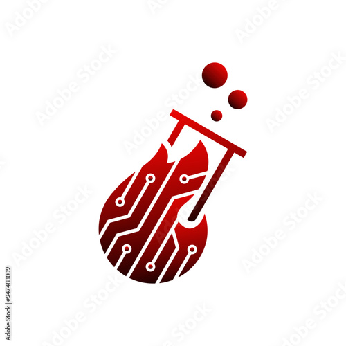 Illustration vector graphic of fire lab technology ai logo design