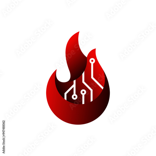 Illustration vector graphic of fire technology ai logo design