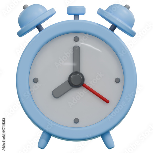 light blue retro alarm time clock 3d illustration