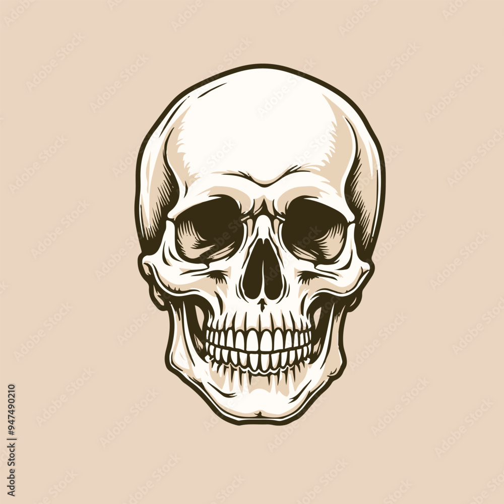 Witch's Skull with Pumpkin - Spooky Halloween Vector Graphic Witch's Skull with Pumpkin - Spooky Halloween Vector Graphic