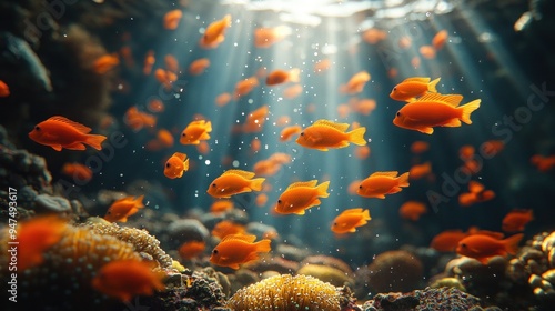 A School of Fish in the Underwater World