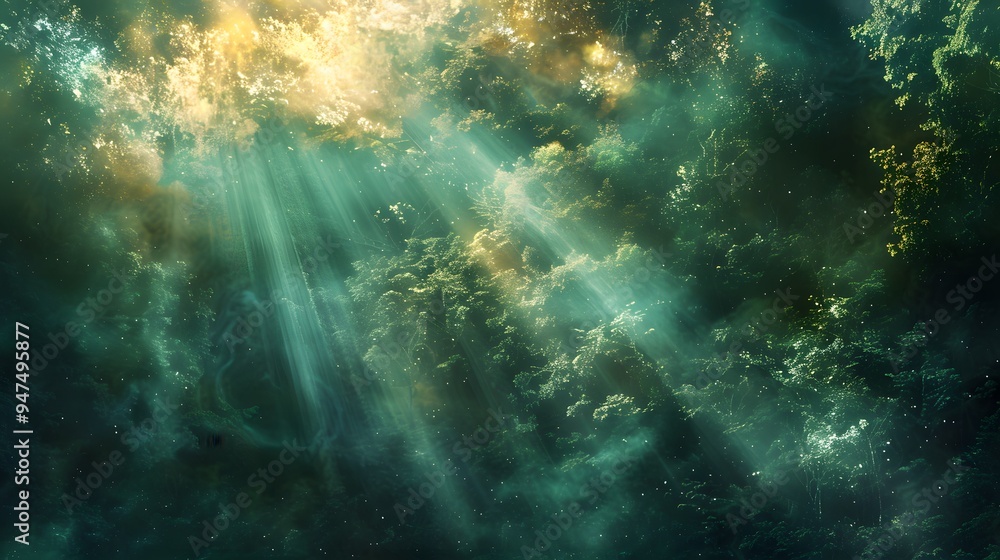 Sunbeams Through the Forest Canopy. Sunbeams Through the Forest Canopy.