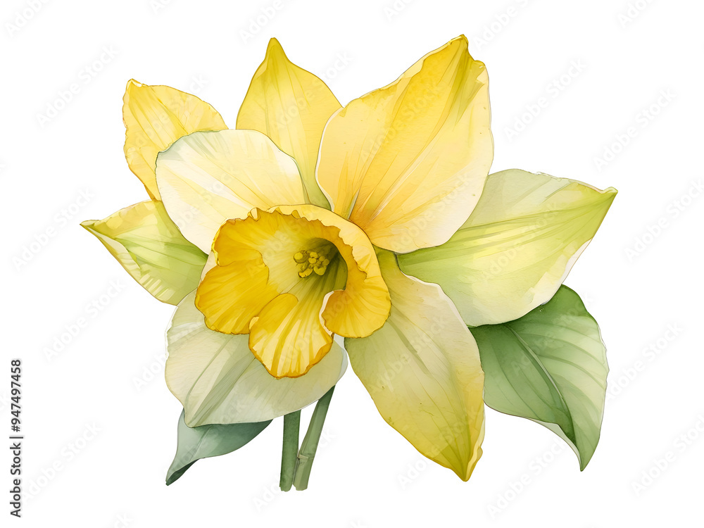 Fototapeta premium Daffodil Watercolor Flower Plant Nature Art 