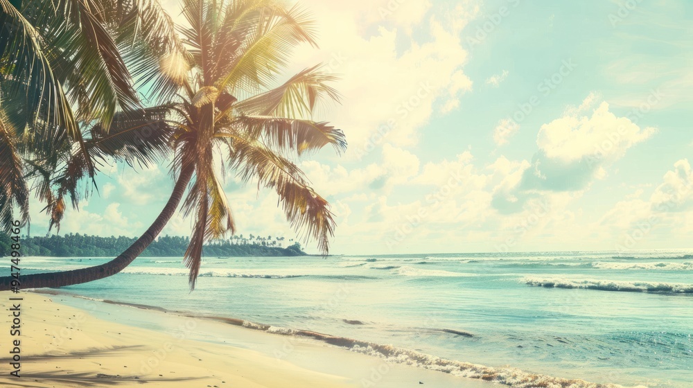 Fototapeta premium Palm Tree on Tropical Beach