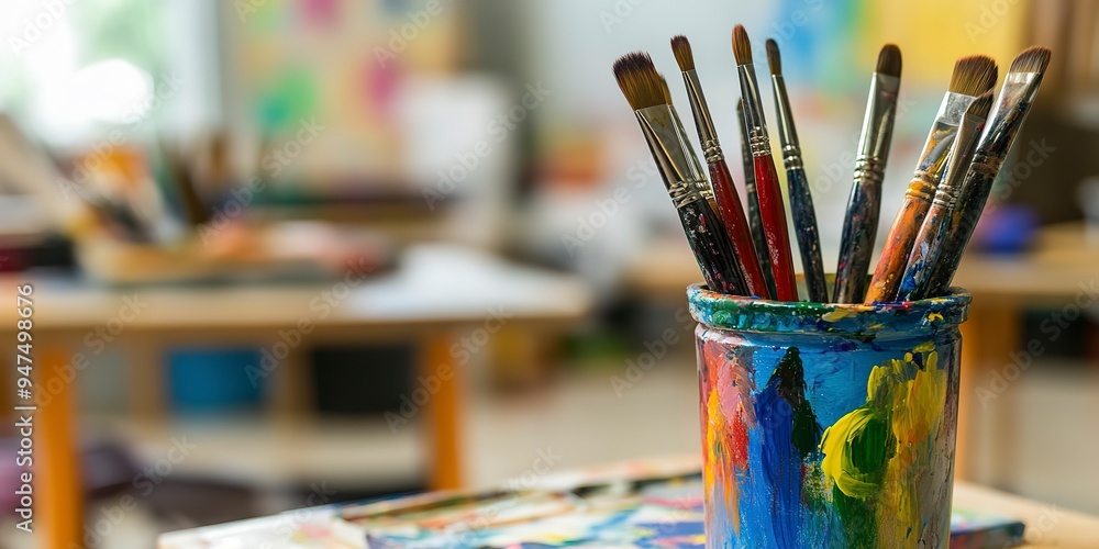 Photo of a child during art lessons in a primary school class Photo of a child during art lessons in a primary school class